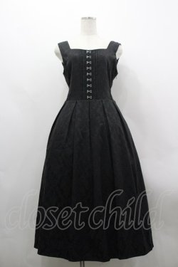 画像1: axes femme / コルセット風ジャカードジャンパースカート F 黒 I-26-03-30-040-AX-OP-TE-ZI