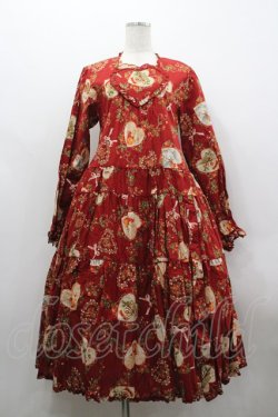 画像1: PINK HOUSE / Rambling Heartsプリントミディワンピース  赤 I-26-03-30-045-LO-OP-SA-ZI