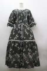 PINK HOUSE / 水玉りぼんプリントワンピース  黒 I-26-03-30-049-LO-OP-SA-ZI