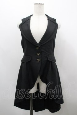 画像1: axes femme POETIQUE / フィッシュテールロングベスト M 黒 I-26-03-30-008-AX-TO-TE-ZI