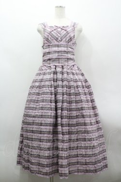 画像1: PINK HOUSE / オリジナルチェック×ギンガムチェックワンピース  ラベンダー I-26-03-30-050-LO-OP-SA-ZI