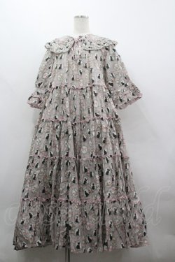 画像1: alcali / ミラーキャットフリルロングワンピース  ピンク I-26-03-30-054-LO-OP-SA-ZI