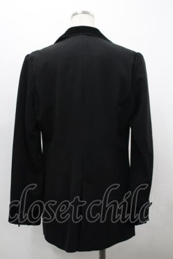 画像2: axes femme / ベロア使いロングジャケット M 黒 I-26-03-30-010-AX-JA-TE-ZI