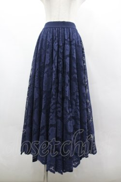 画像1: axes femme / レースサーキュラースカート F ネイビー I-26-03-30-066-AX-SK-TE-ZI