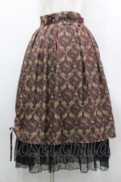 画像1: axes femme / ブロッサム柄ドロストスカート F ブラウン I-26-03-30-070-AX-SK-TE-ZI