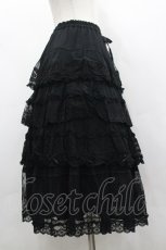 画像4: PINK HOUSE / ドットチュール×オリジナルローズチュールレーススカート  黒 I-26-03-30-074-LO-SK-SA-ZI (4)