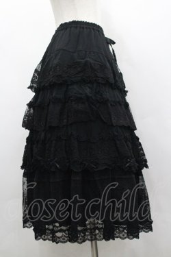 画像4: PINK HOUSE / ドットチュール×オリジナルローズチュールレーススカート  黒 I-26-03-30-074-LO-SK-SA-ZI