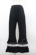 axes femme / フリル×レースワッフルパンツ F 黒 I-26-03-30-075-AX-PA-TE-ZI