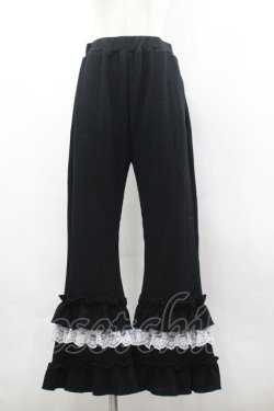 画像1: axes femme / フリル×レースワッフルパンツ F 黒 I-26-03-30-075-AX-PA-TE-ZI