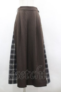 画像1: axes femme / チェック切替ワイドパンツ F ブラウン I-26-03-30-076-AX-BL-TE-ZI