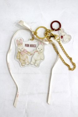 画像1: PINK HOUSE / バラ園うさぎアクリルバッグチャーム  クリア I-26-03-30-093-LO-ZA-SA-ZI