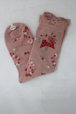 画像1: PINK HOUSE / リボンブーケ柄ソックス  ピンク I-26-03-30-097-LO-ZA-SA-ZI