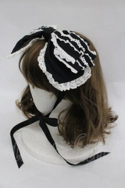 画像1: BABY,THE STARS SHINE BRIGHT / シャン・ドゥ・フルールリボンヘッドドレス  黒×オフ白 I-26-03-30-103-BA-AC-TE-ZI