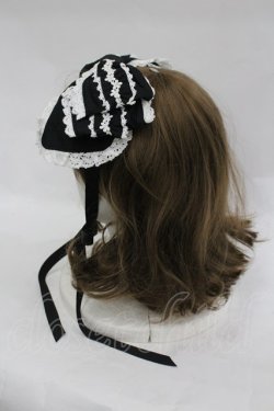 画像2: BABY,THE STARS SHINE BRIGHT / シャン・ドゥ・フルールリボンヘッドドレス  黒×オフ白 I-26-03-30-103-BA-AC-TE-ZI