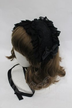 画像1: ATELIER PIERROT / レースリボンヘッドドレス  黒 I-26-03-30-105-EL-AC-TE-ZI