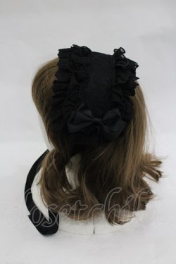 画像2: ATELIER PIERROT / レースリボンヘッドドレス  黒 I-26-03-30-105-EL-AC-TE-ZI