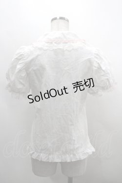 画像2: Antique Cat / はしごレースリボン半袖ブラウス  白Ｘピンク I-26-03-30-014-LO-BL-SA-ZI