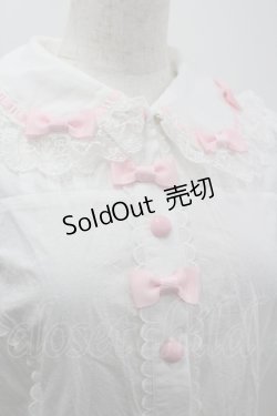 画像3: Antique Cat / はしごレースリボン半袖ブラウス  白Ｘピンク I-26-03-30-014-LO-BL-SA-ZI