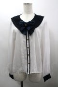 Amavel / セーラー襟長袖ブラウス  白Ｘネイビー I-26-03-30-015-CA-BL-SA-ZI