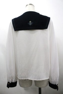 画像2: Amavel / セーラー襟長袖ブラウス  白Ｘネイビー I-26-03-30-015-CA-BL-SA-ZI