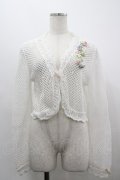 PINK HOUSE / スイートピーモチーフ付き透かし編みカーディガン  白 I-26-03-30-019-LO-TO-SA-ZI