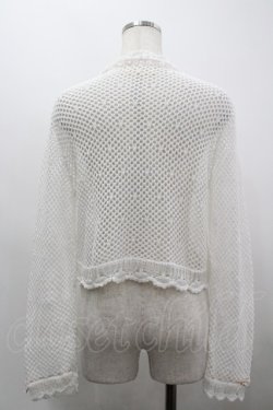 画像2: PINK HOUSE / スイートピーモチーフ付き透かし編みカーディガン  白 I-26-03-30-019-LO-TO-SA-ZI