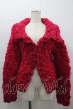 画像1: Jane Marple Dans Le Salon / フロントピンニットカウチン  濃ピンク I-26-03-30-022-JM-JA-SA-ZI