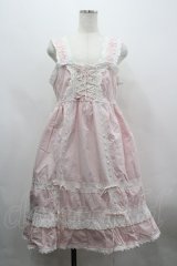 BABY,THE STARS SHINE BRIGHT / ベビードールジャンパースカート  ピンクＸ白 I-26-03-30-027-BA-OP-SA-ZI