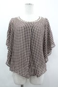 axes femme / 千鳥シフォン半袖トップス  ブラウン I-26-04-01-033-AX-TO-SA-ZI