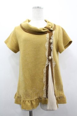 画像1: axes femme / フロントパールボタン半袖トップス  イエロー I-26-04-01-036-AX-TO-SA-ZI