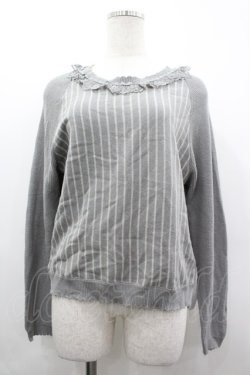 画像1: axes femme / ストライプニットトップス  グレーＸ白 I-26-04-01-037-AX-TO-SA-ZI