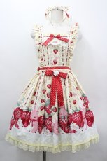 画像1: Angelic Pretty / Little Bunny Strawberryエプロン風スカートSet  イエロー I-26-04-01-047-AP-OP-TE-ZI (1)