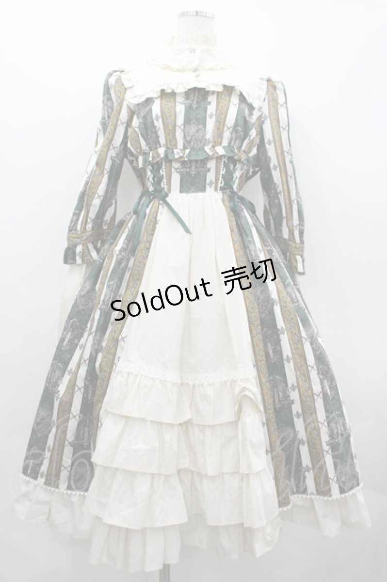 画像1: ALICE and the PIRATES / St.Lily Wolf〜狼騎士と百合の誓い〜柄ワンピース  グリーン I-26-04-01-051-PA-OP-SA-ZI (1)