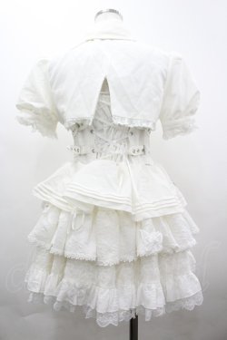 画像2: 豹了介猫 / クロスモチーフ半袖ボレロ&ジャンパースカートセット S 白 I-26-04-01-061-LO-OP-SA-ZI