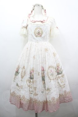 画像1: 仲夏物語 / チューリッププリント半袖ワンピースセット  アイボリーＸピンク I-26-04-01-062-EL-OP-SA-ZI