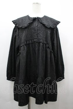 画像1: merry jenny / ジャガードフリルカラーミニワンピース F 黒 I-26-04-01-069-LO-OP-TE-ZI