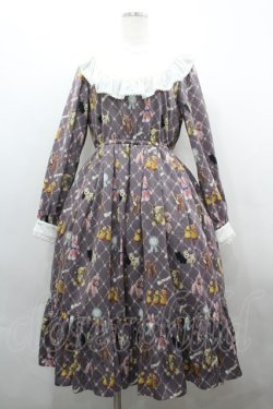 画像1: Melody BasKet / ちいさなぬいぐるみヨークワンピース  ブラウンＸ白 I-26-04-01-071-LO-OP-SA-ZI