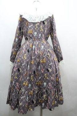 画像2: Melody BasKet / ちいさなぬいぐるみヨークワンピース  ブラウンＸ白 I-26-04-01-071-LO-OP-SA-ZI