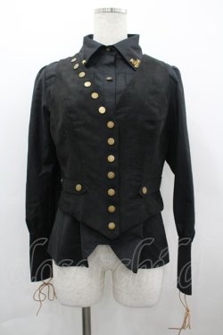 画像1: Vancy / スナップボタンベスト付きシャツ M 黒 I-26-04-01-008-LO-BL-SA-ZI