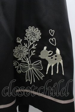 画像3: axes femme / バンビ刺繍ジャンパースカート  黒Ｘ白 I-26-04-01-090-AX-OP-SA-ZI
