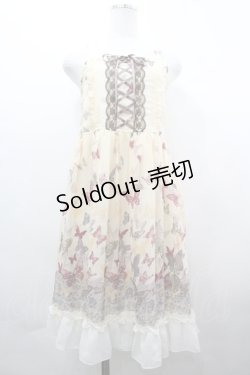 画像1: axes femme / 蝶柄レースアップチュニックワンピース  アイボリー I-26-04-01-092-AX-OP-SA-ZI