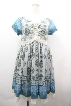 画像1: axes femme / フラワーストライプワンピース  サックス I-26-04-01-096-AX-OP-SA-ZI