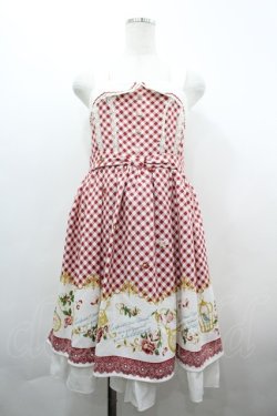 画像1: axes femme / ギンガム×花柄ワンピース  赤Ｘ白チェック I-26-04-01-098-AX-OP-SA-ZI