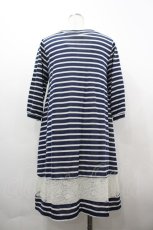 画像2: axes femme / ボーダーレースチュニック  ネイビーＸ白 I-26-04-01-099-AX-OP-SA-ZI (2)