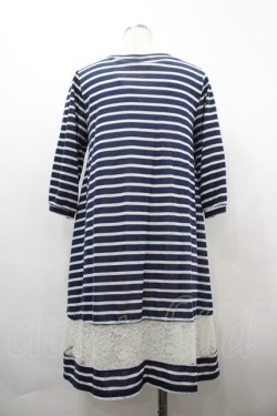 画像2: axes femme / ボーダーレースチュニック  ネイビーＸ白 I-26-04-01-099-AX-OP-SA-ZI