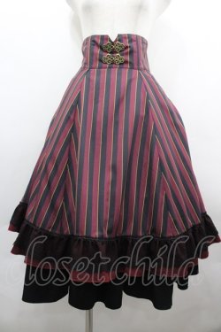 画像1: Miss Point / レジメンタルハイウエストスカート M ボルドー I-26-04-01-103-0-SK-SA-ZI