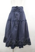 axes femme / フロント編み上げ&裾スパンコール刺繍スカート  ネイビー I-26-04-01-113-AX-SK-SA-ZI