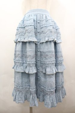 画像1: ZJ STORY / フリルフラワーレーススカート  サックス I-26-04-01-116-LO-SK-SA-ZI