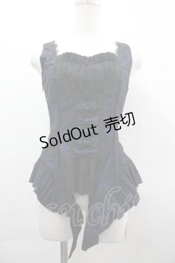 画像1: Lilizi / 蜘蛛の巣レースビスチェ S 青Ｘ黒 I-26-04-01-019-LO-JA-SA-ZI