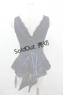 画像2: Lilizi / 蜘蛛の巣レースビスチェ S 青Ｘ黒 I-26-04-01-019-LO-JA-SA-ZI